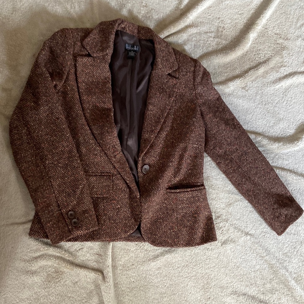 Tween blazer brown flecks